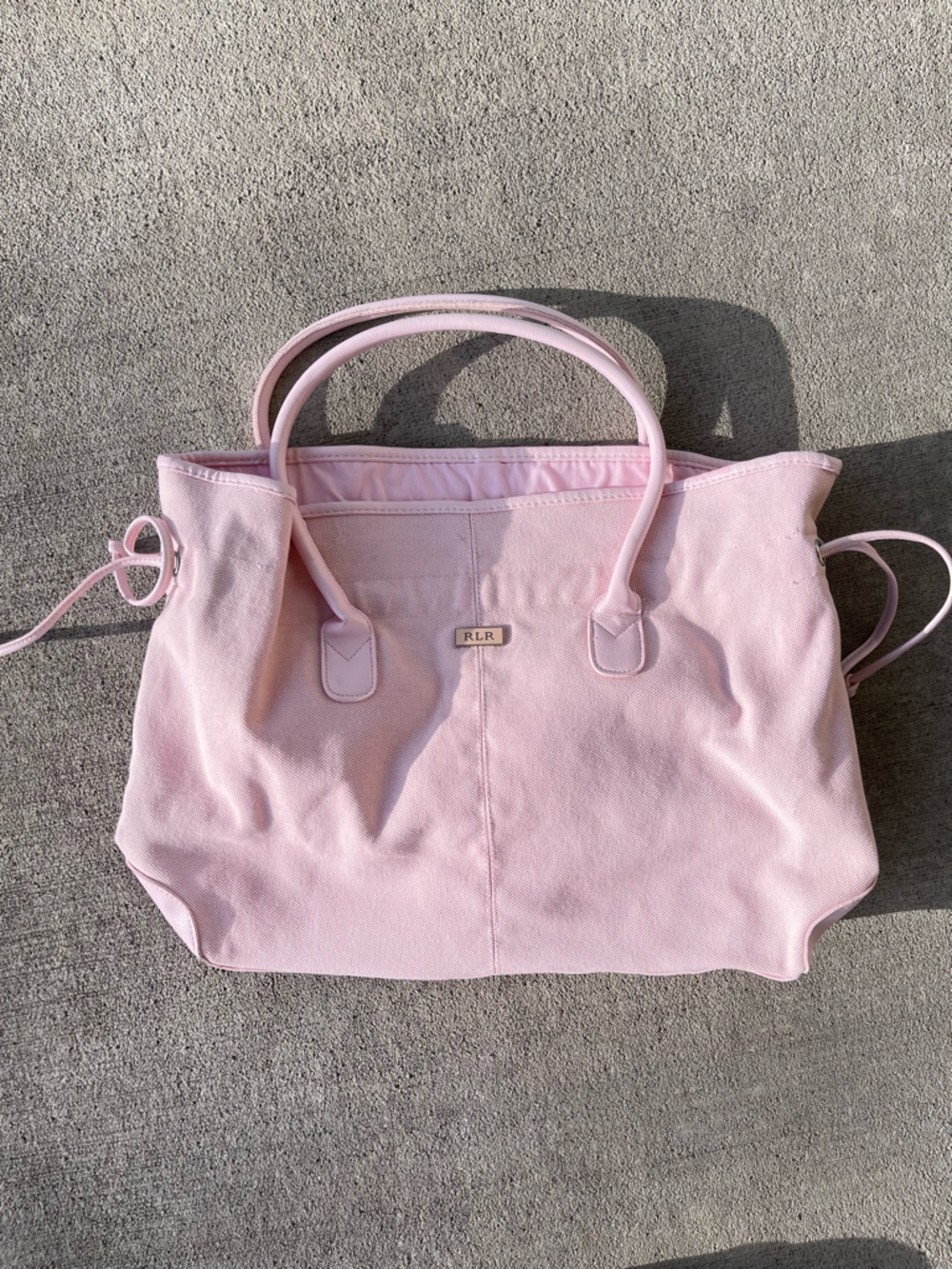 Vintage 90s Ralph Lauren blush baby pink tote bag purse shoulder bag Y2K satchel - Picture 9 of 9